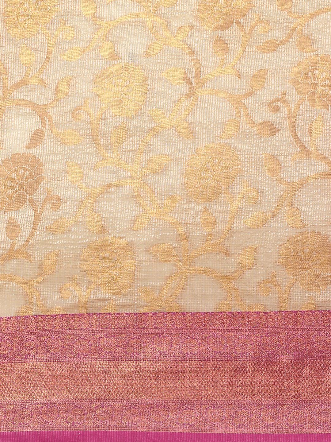 Silk Land Floral Zari Tissue Mysore Silk Saree - right view