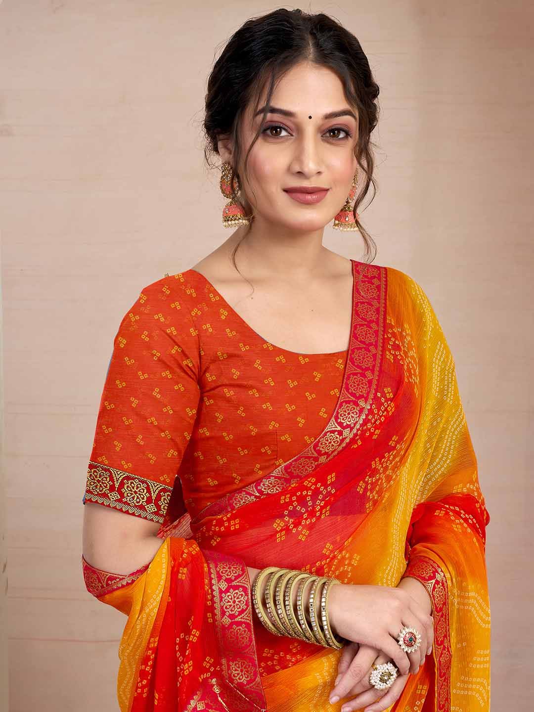 KALINI Bandhani Pure Chiffon Saree - default view