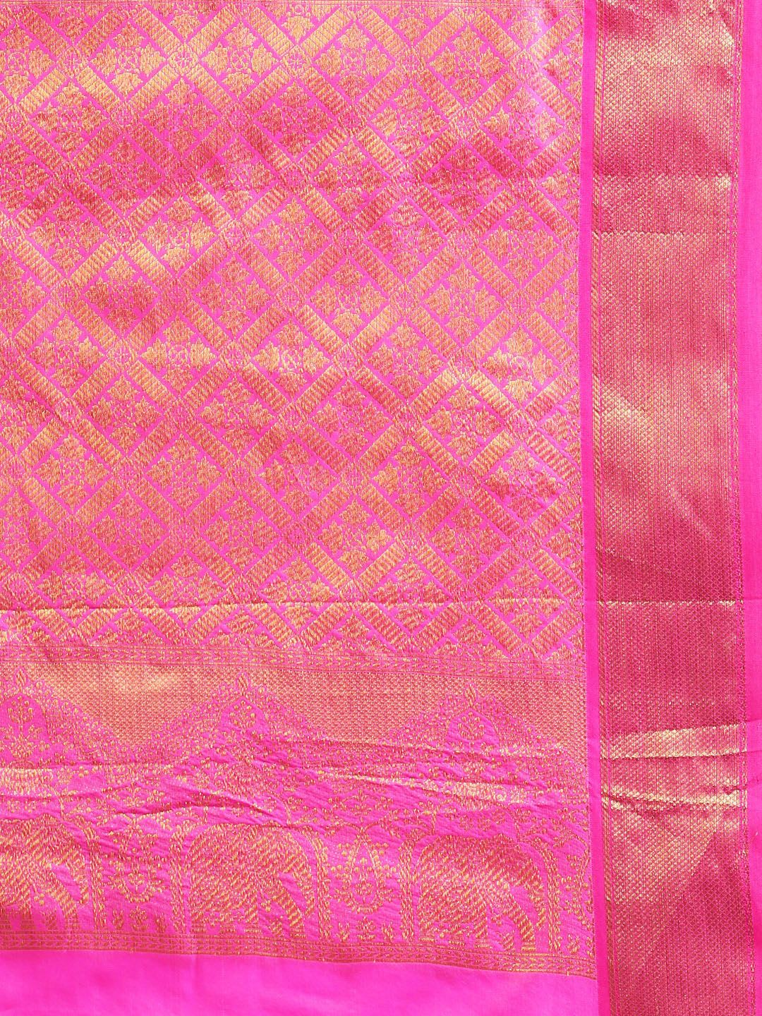 Royal Rajgharana Saree Yellow & Gold Floral Zari Silk Blend Celebrity Banarasi Sarees - left view