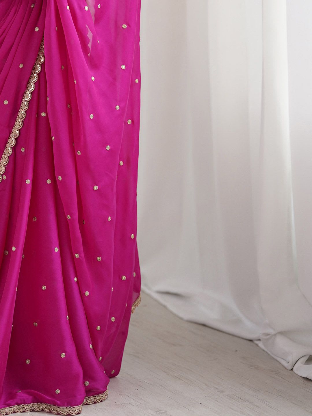 Saree mall Embellished Sequinned Floral Pure Georgette Saree - left view