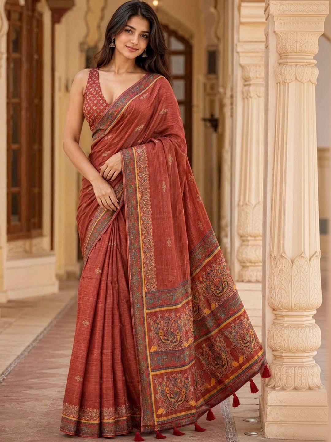 Aadatein Paisley Art Silk Kanjeevaram Saree - left view
