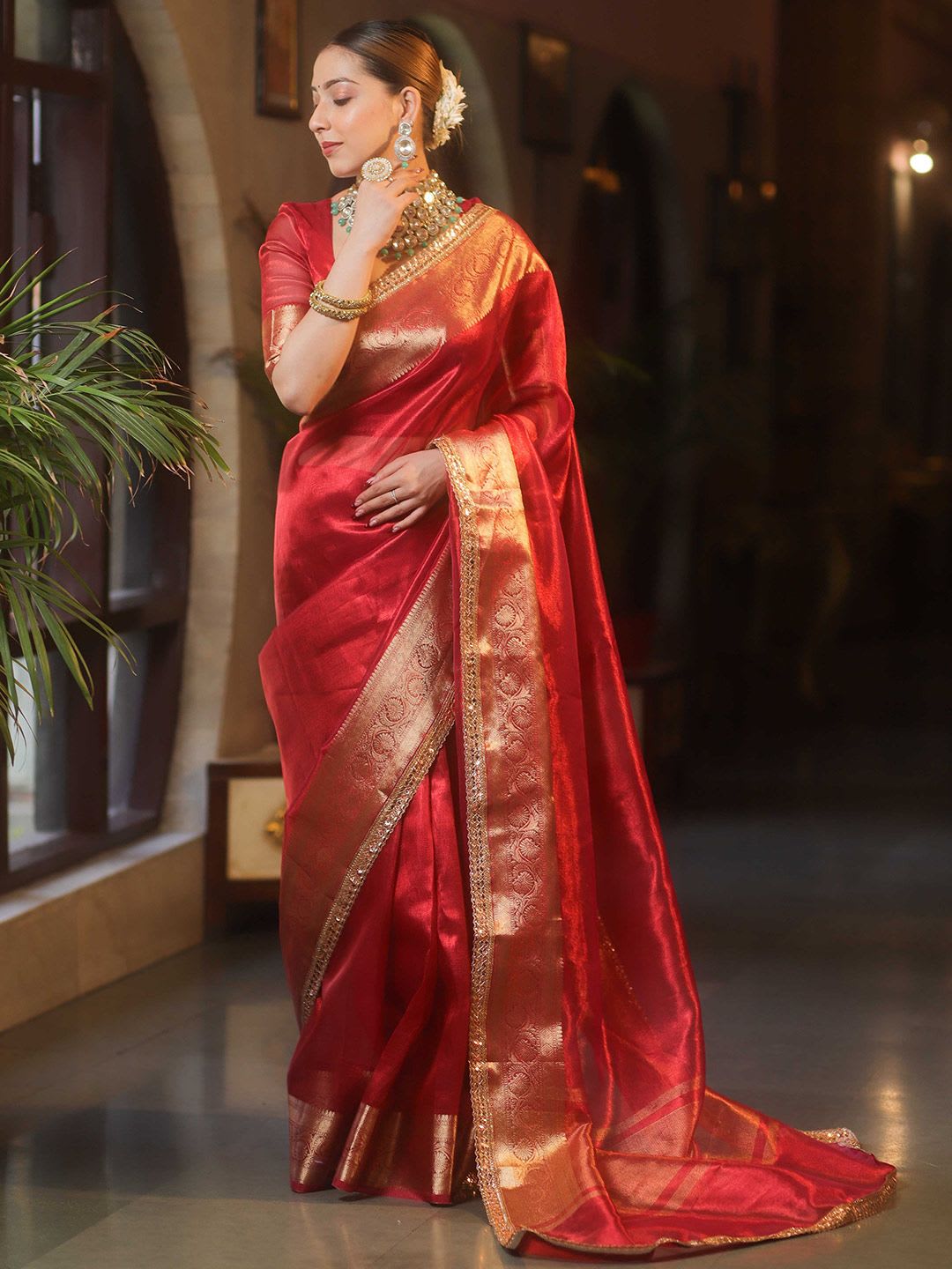 Banarasee Woven Design Zari Banarasi Saree - right view