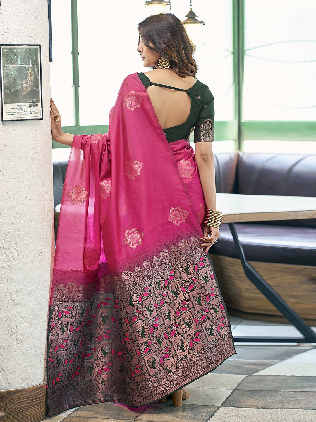 KALINI Floral Zari Silk Blend Saree - right view