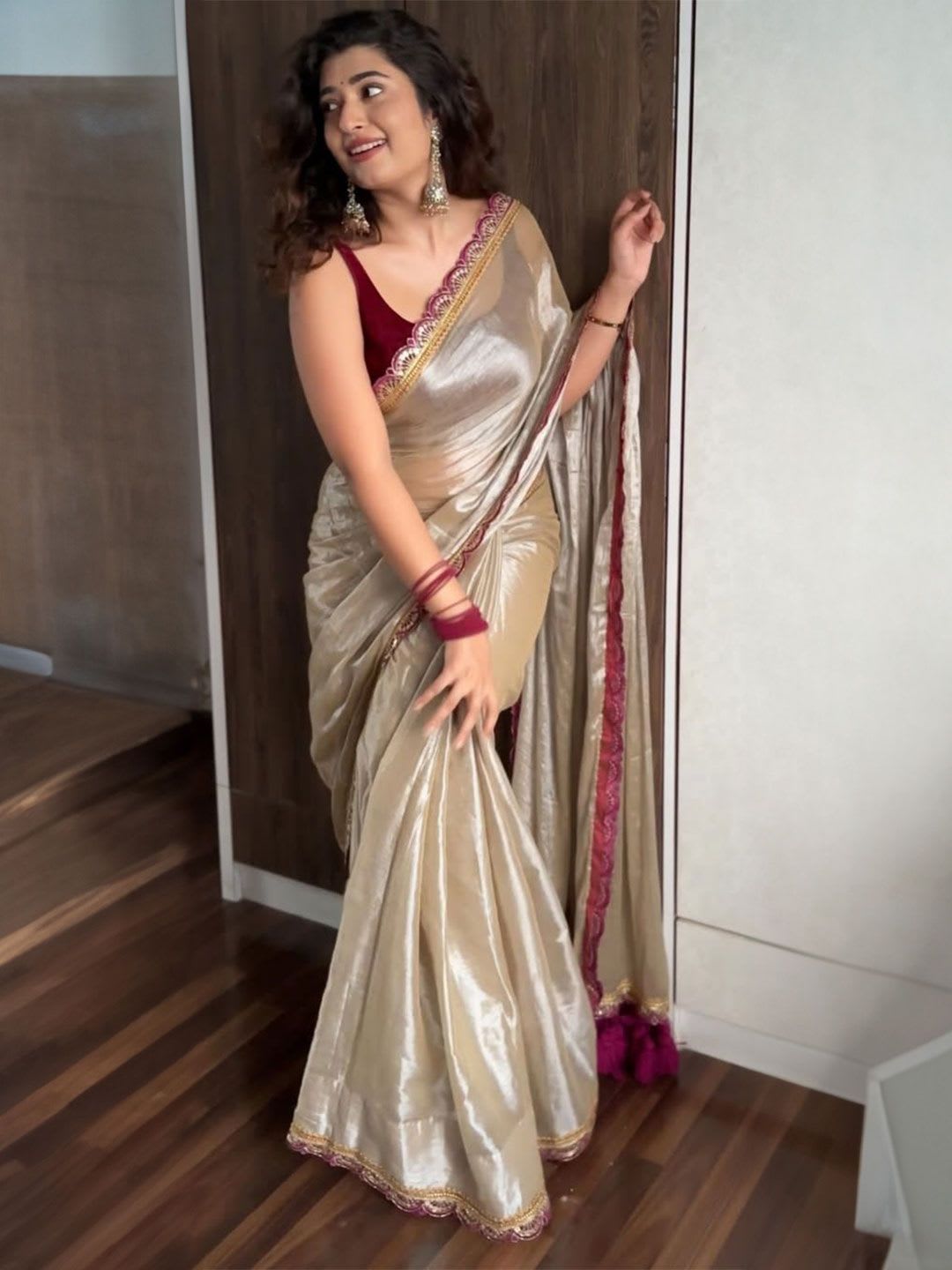Moda Rapido Sequinned Tissue Bandhani Saree - default view