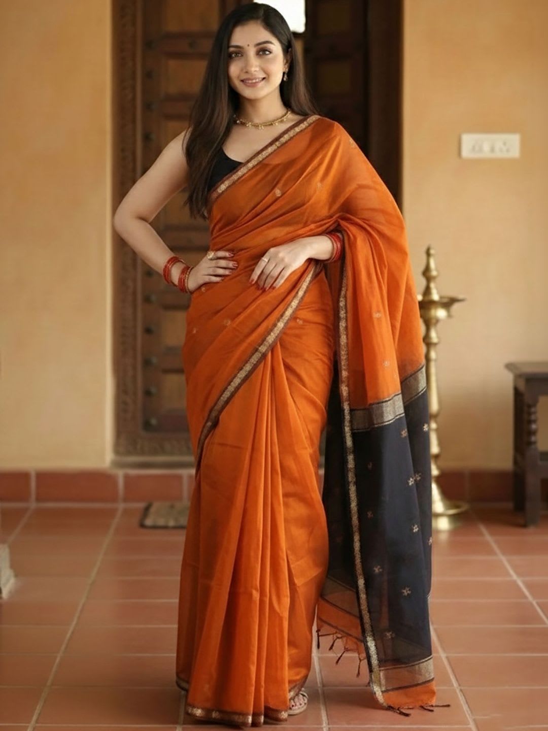 KALINI Woven Design Zari Kanjeevaram Saree - left view