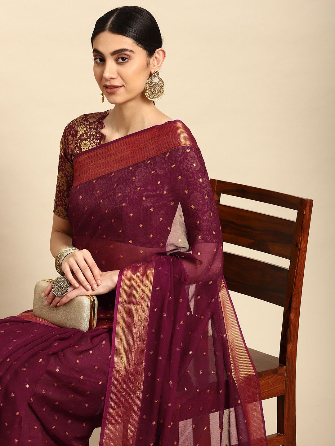 Mitera Floral Printed Pure Chiffon Saree - default view