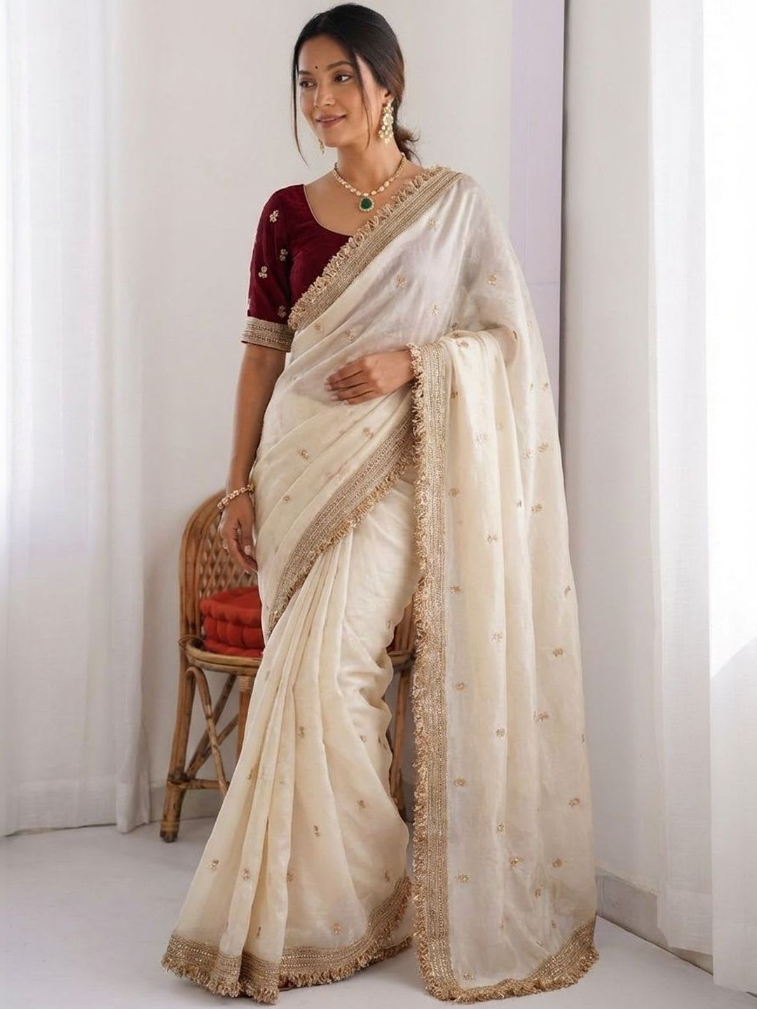 Kalista Embellished Embroidered Satin Designer Sarees - default view