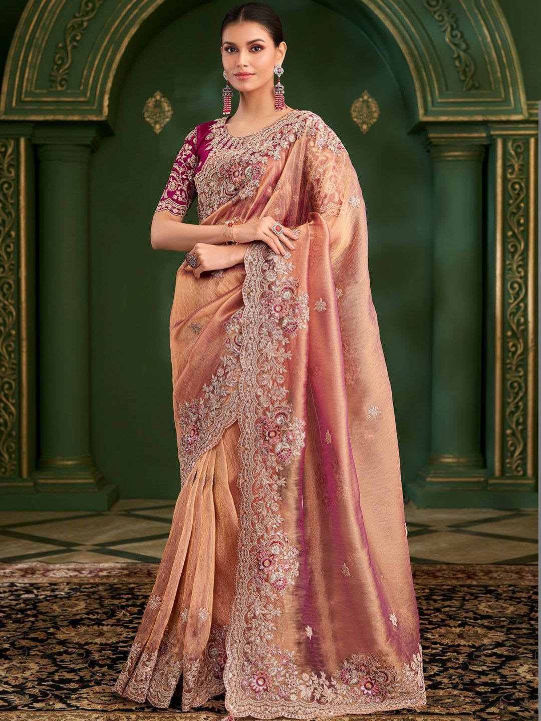 House of Pataudi Embellished Festive Wear With Matching Blouse - default view