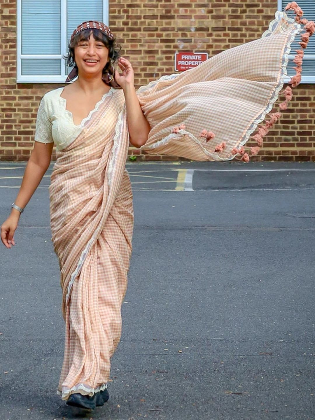Suta Checked Pure Cotton Handloom Saree - default view