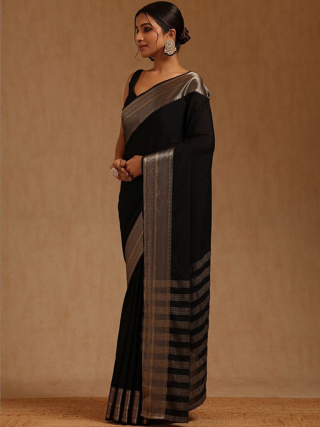 Soch Woven Design Zari Pure Georgette Saree - back view