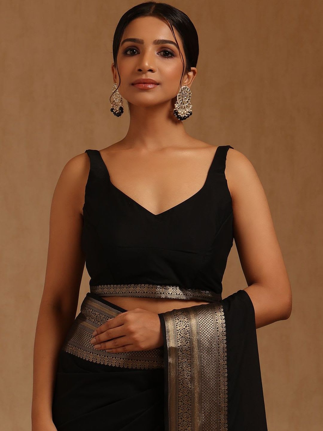 Soch Woven Design Zari Pure Georgette Saree - left view