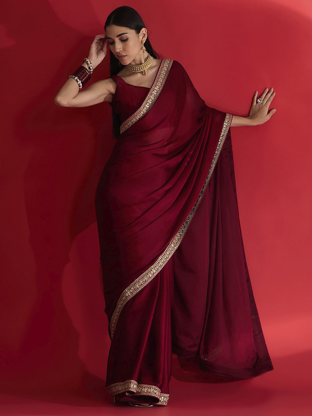 House of Pataudi Women Embellished Bordered Sarees - default view