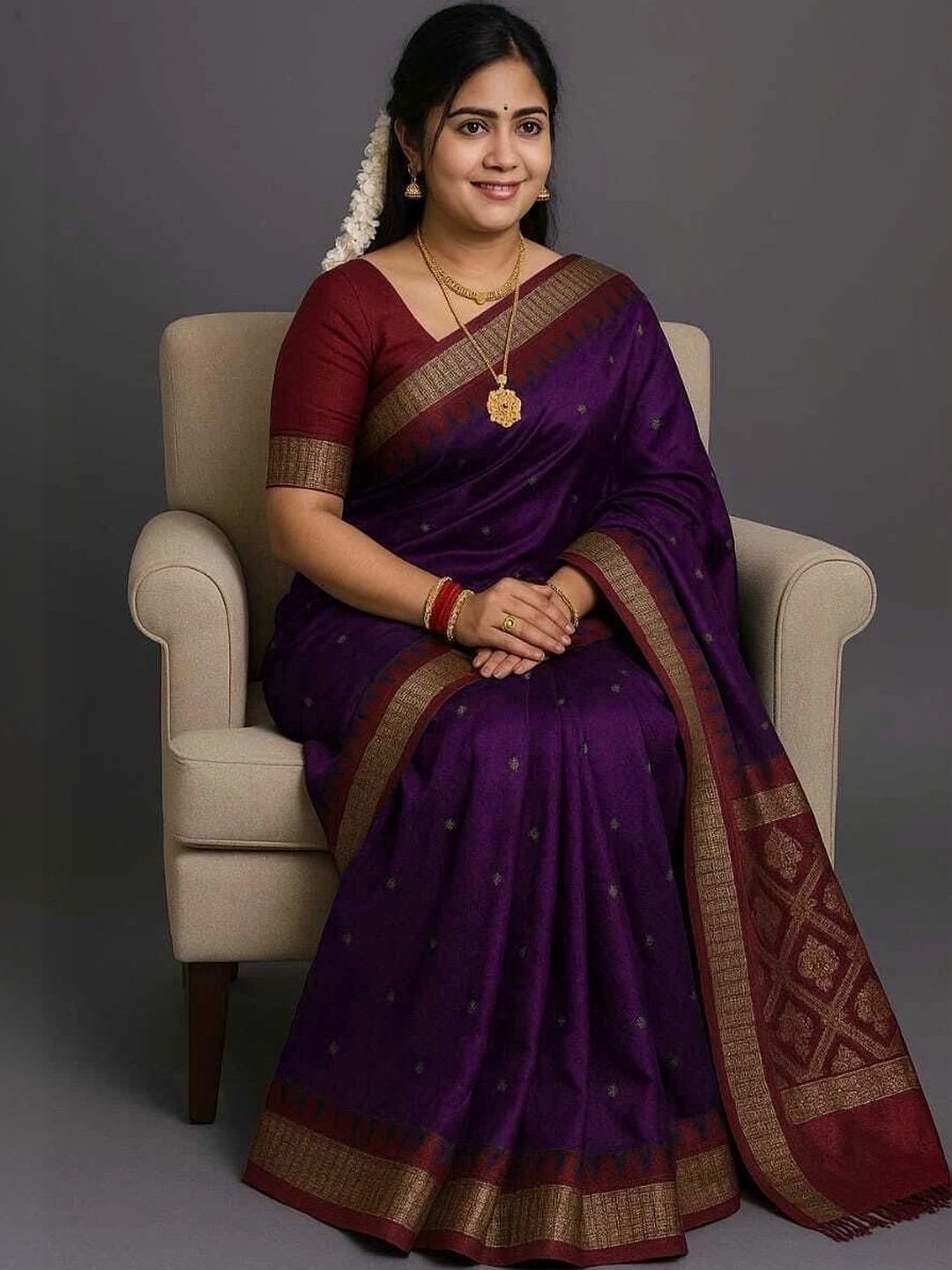 FIZAKURTI Woven Design Zari Silk Blend Sambalpuri Saree - right view