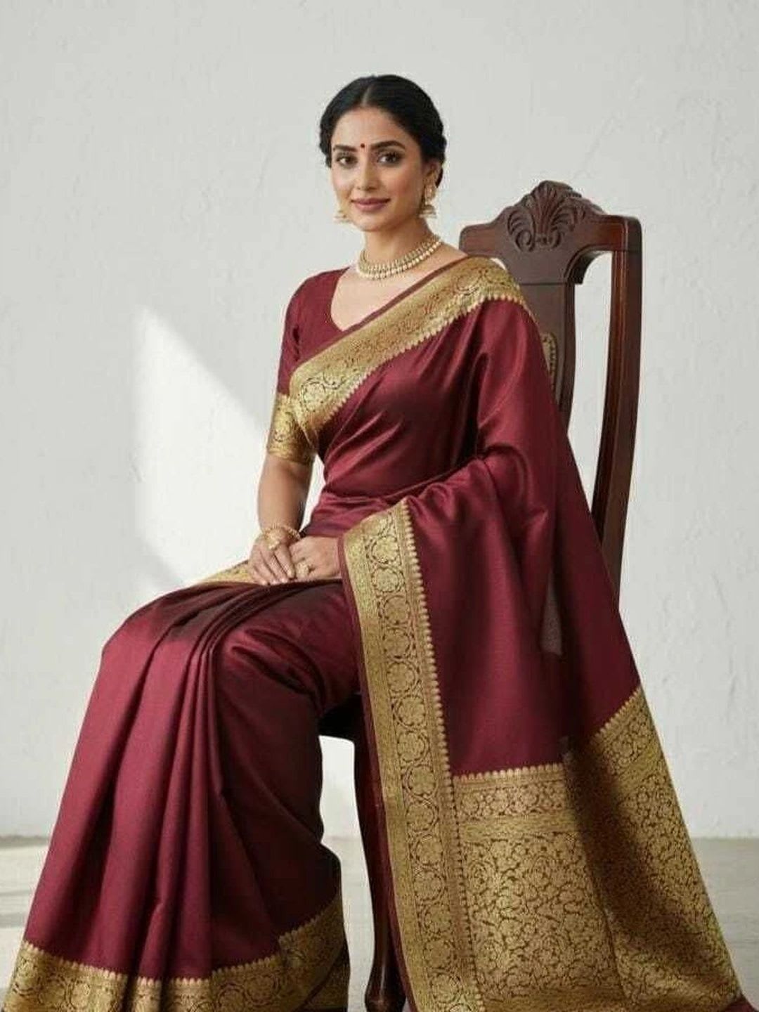 VIHA CREATION  Women Satin Banarasi Saree - back view