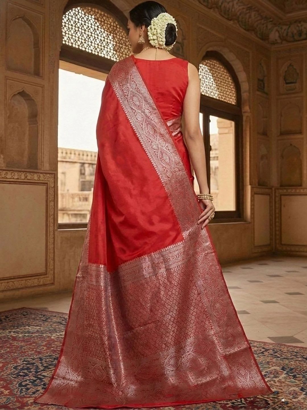 BerMondsey Zari Silk Blend Banarasi Saree - back view