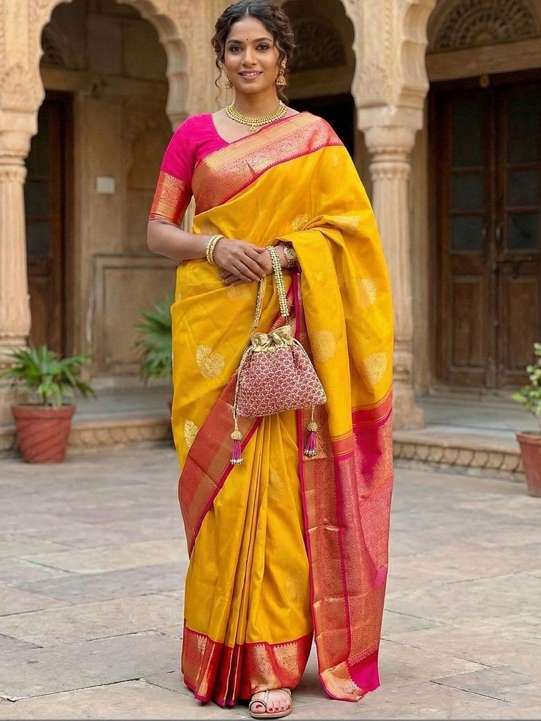 BerMondsey Zari Silk Blend Banarasi Saree - default view