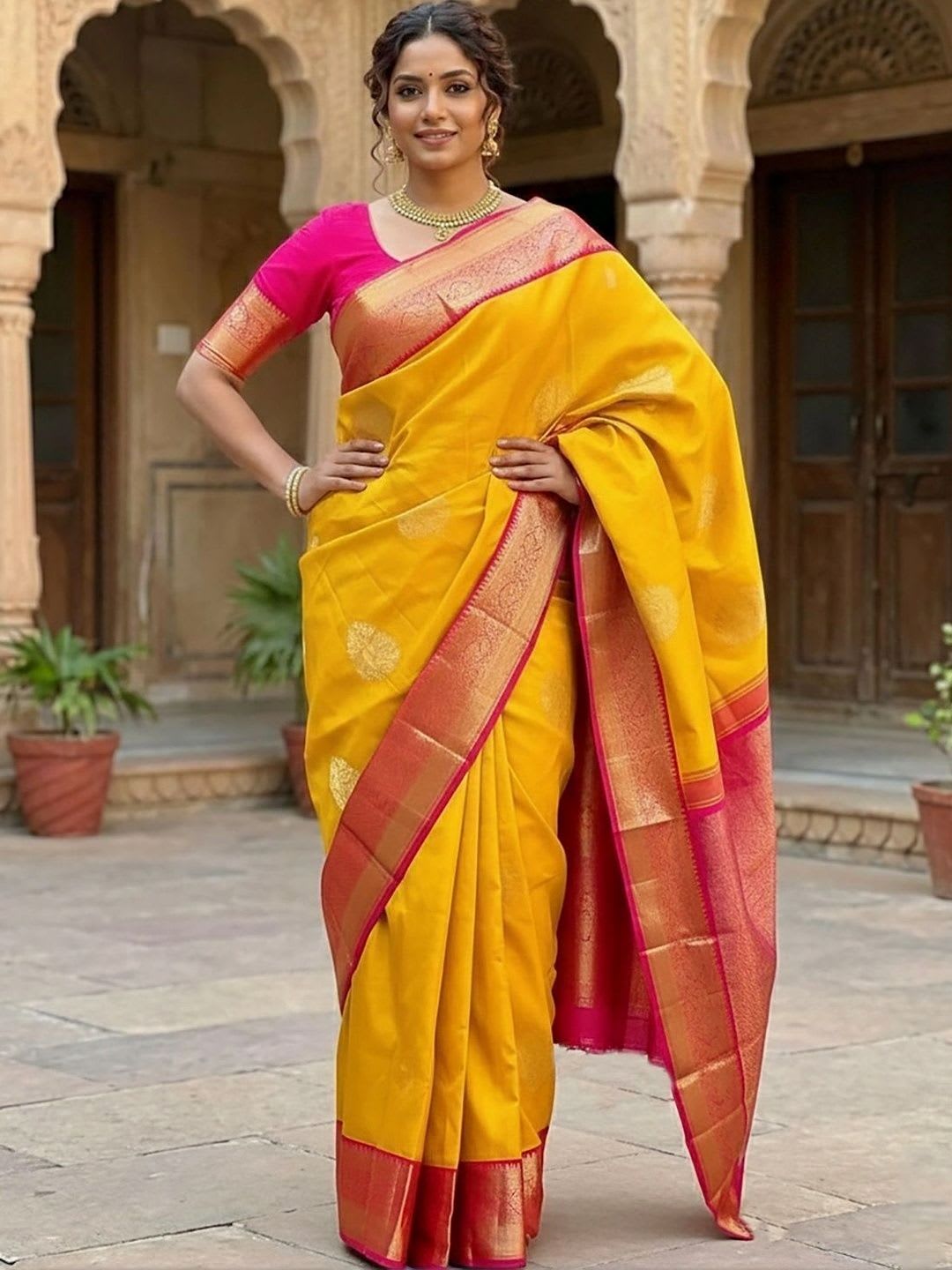 BerMondsey Zari Silk Blend Banarasi Saree - back view