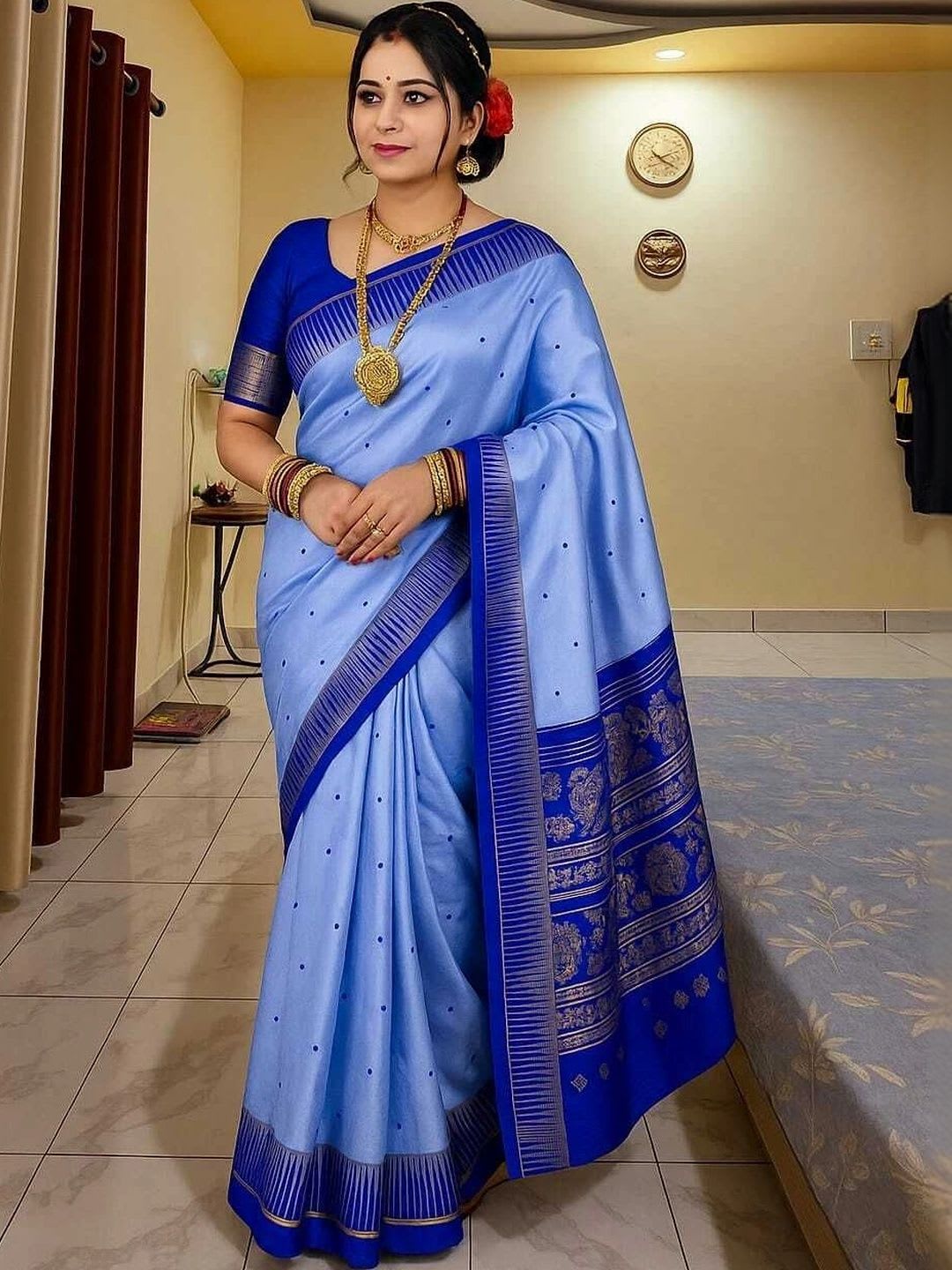 IPI FASHION Zari Silk Blend Sambalpuri Saree - back view
