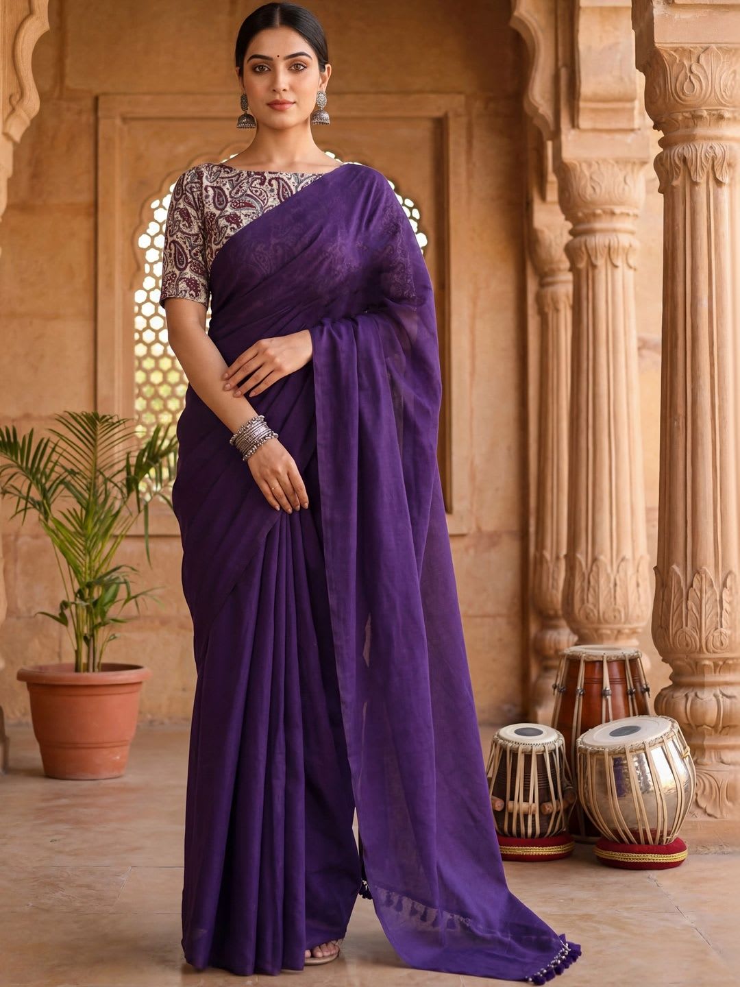 Rasvidha Paisley Pure Cotton Handloom Khadi Saree - default view