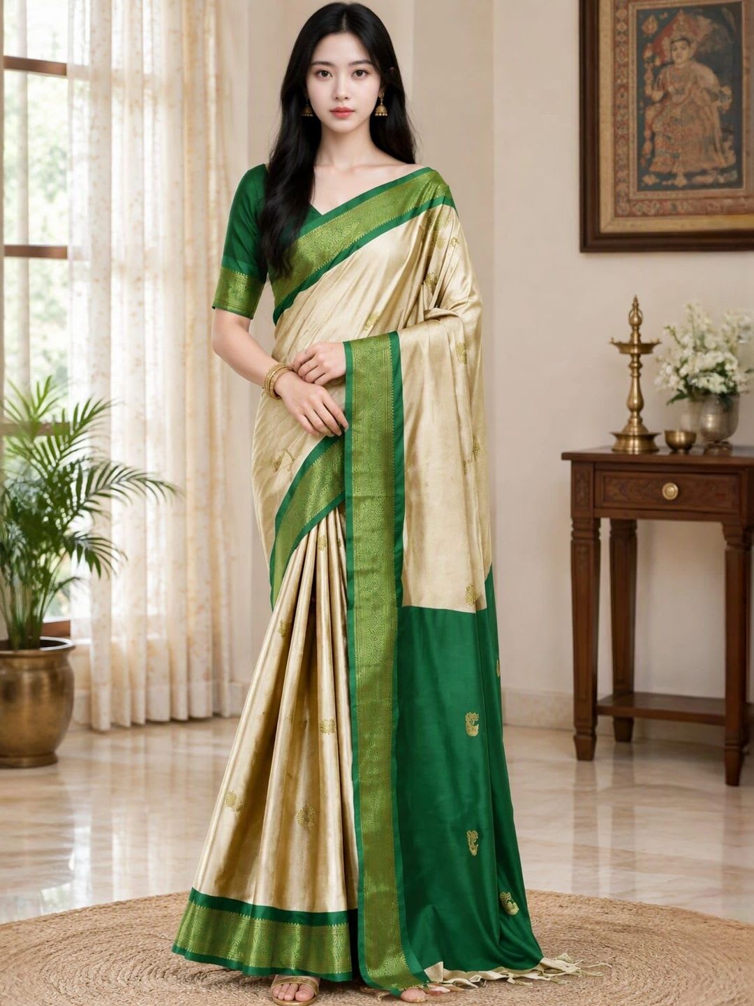 Sangria Zari Pure Cotton Kanjeevaram Saree - default view