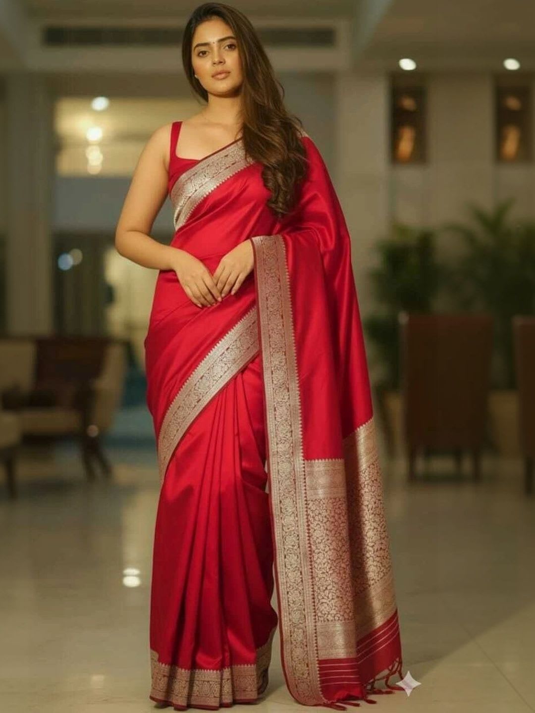 FIZAKURTI Zari Satin Banarasi Saree - default view