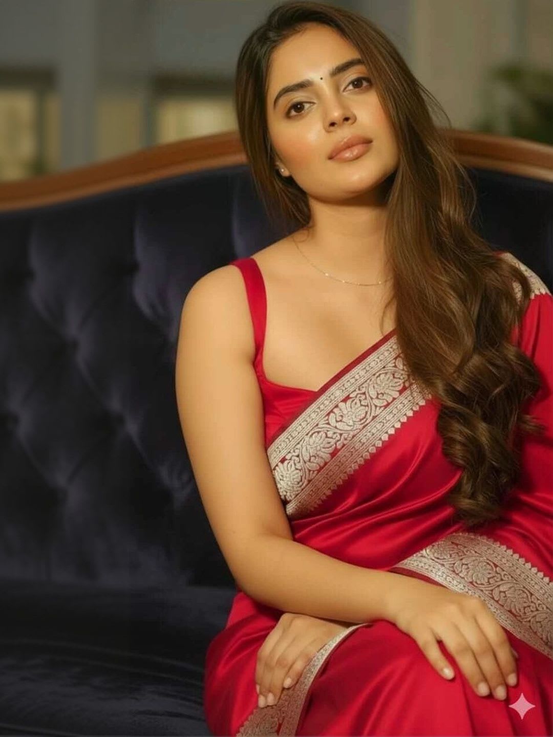 FIZAKURTI Zari Satin Banarasi Saree - left view