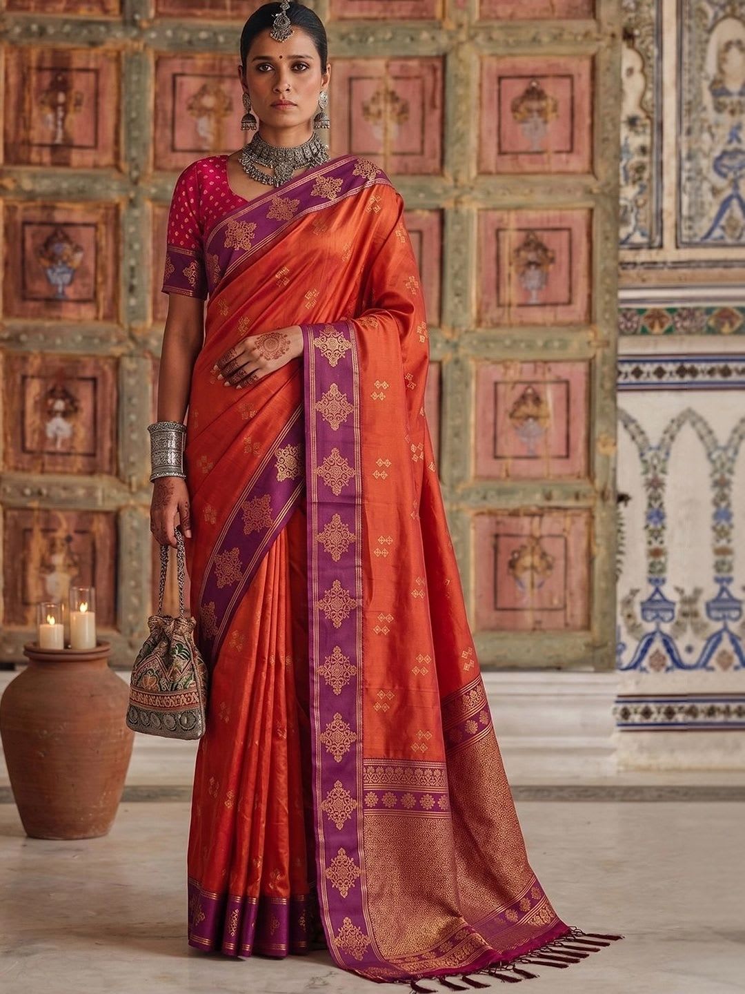 KALINI Zari Silk Blend Designer Banarasi Saree - default view