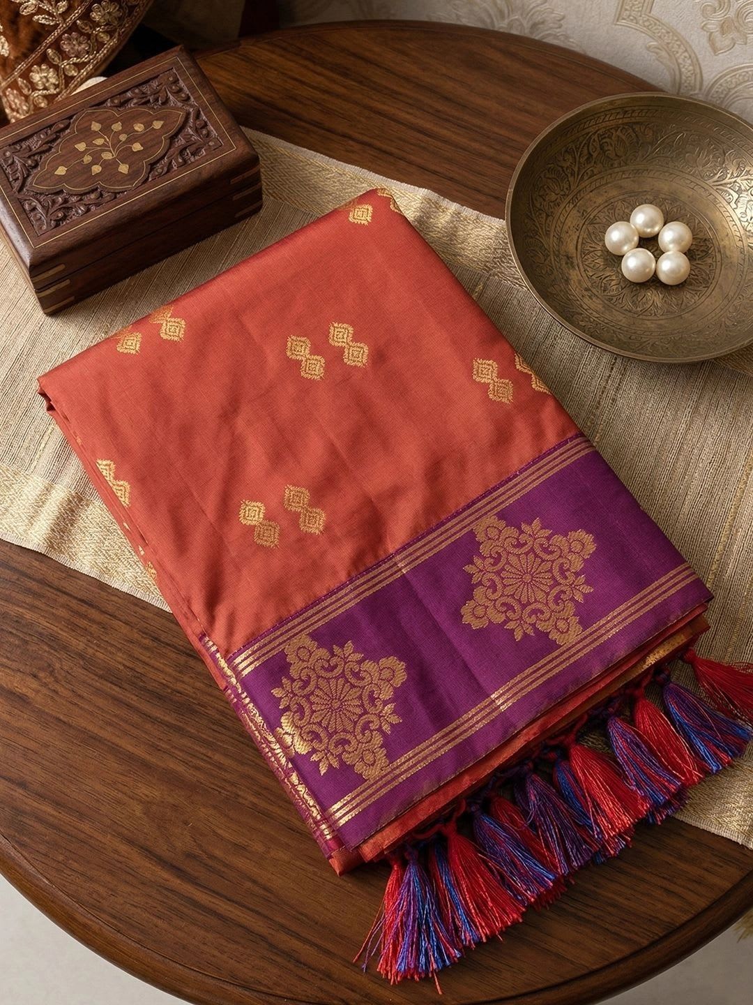 KALINI Zari Silk Blend Designer Banarasi Saree - left view