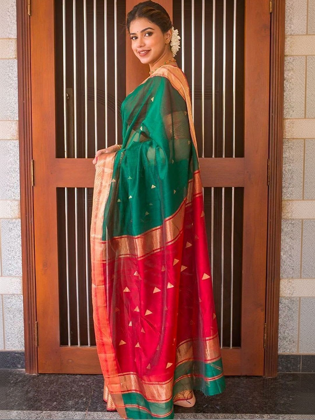 DRAVYA WOMEN'S Zari Art Silk Saree - right view