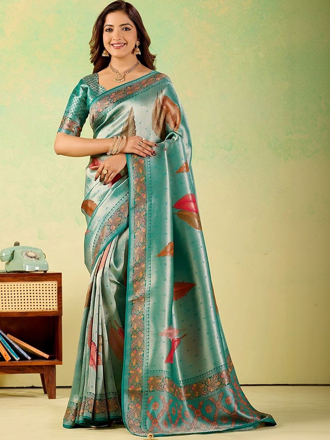 Tilak Venture Floral Zari Art Silk Designer Banarasi Saree - default view