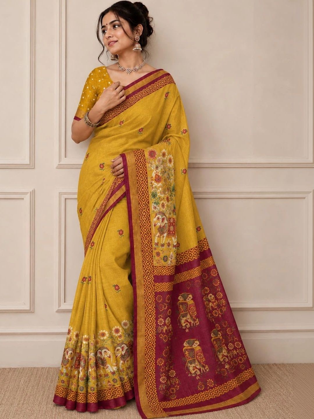 Gauri Blessings Linen Blend Designer Saree - default view