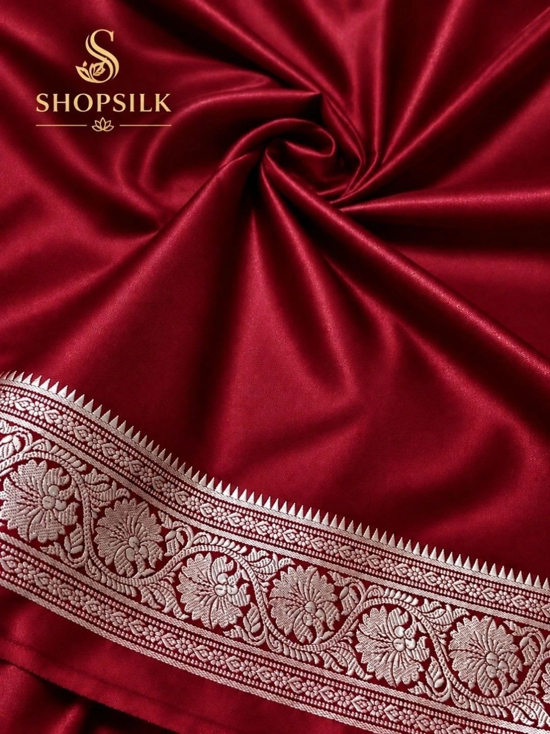 SHOPSILK Zari Satin Half and Half Banarasi Saree - left view