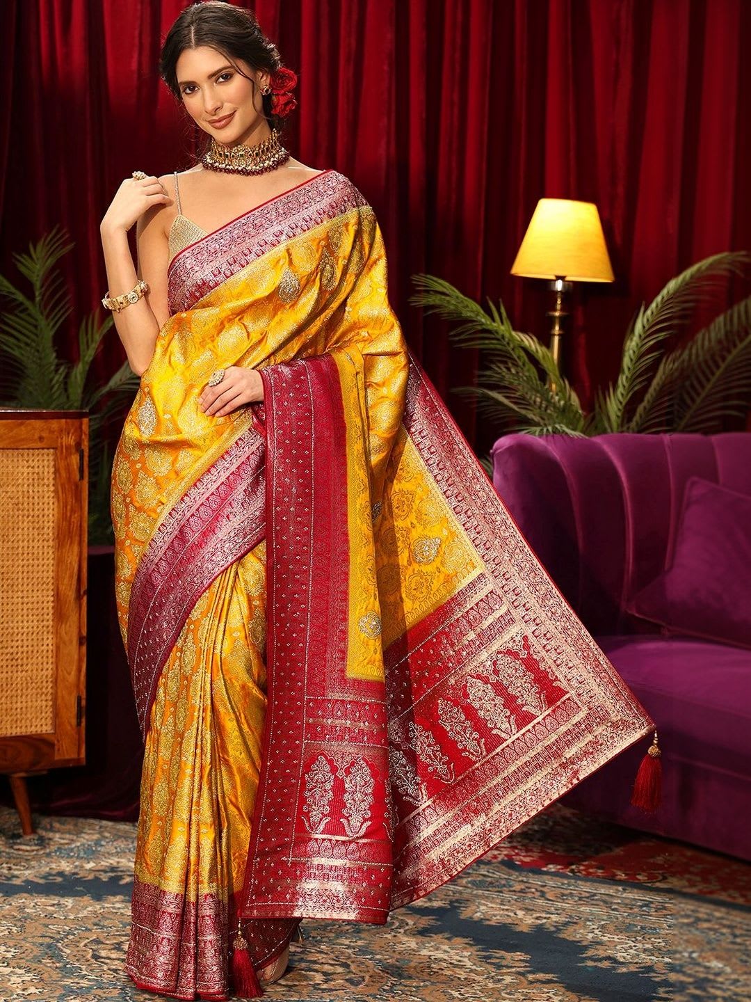 Libas Art Woven Design Zari Silk Blend Saree - default view