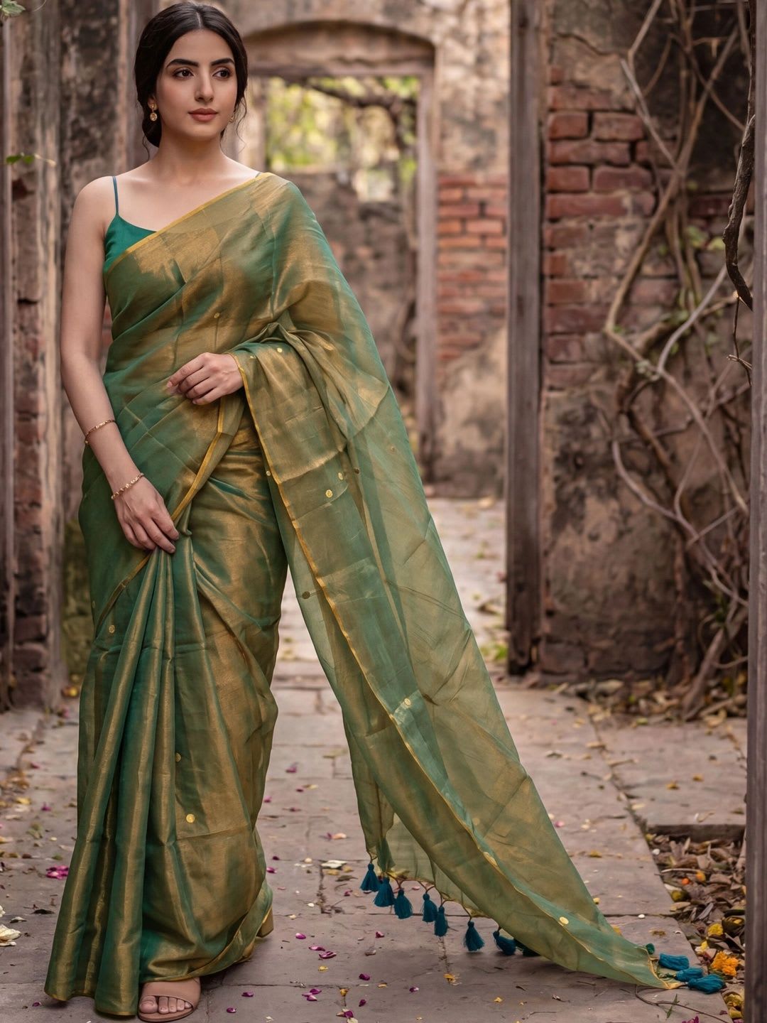 Rasvidha Embellished Sequinned Tissue Handloom Saree - default view
