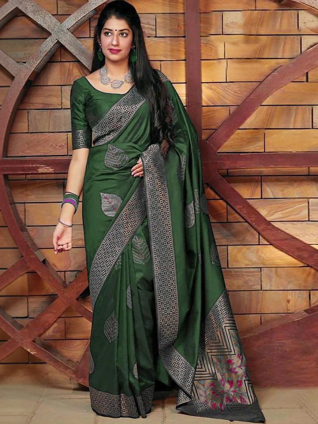 BerMondsey Woven Design Silk Cotton Banarasi Saree - default view