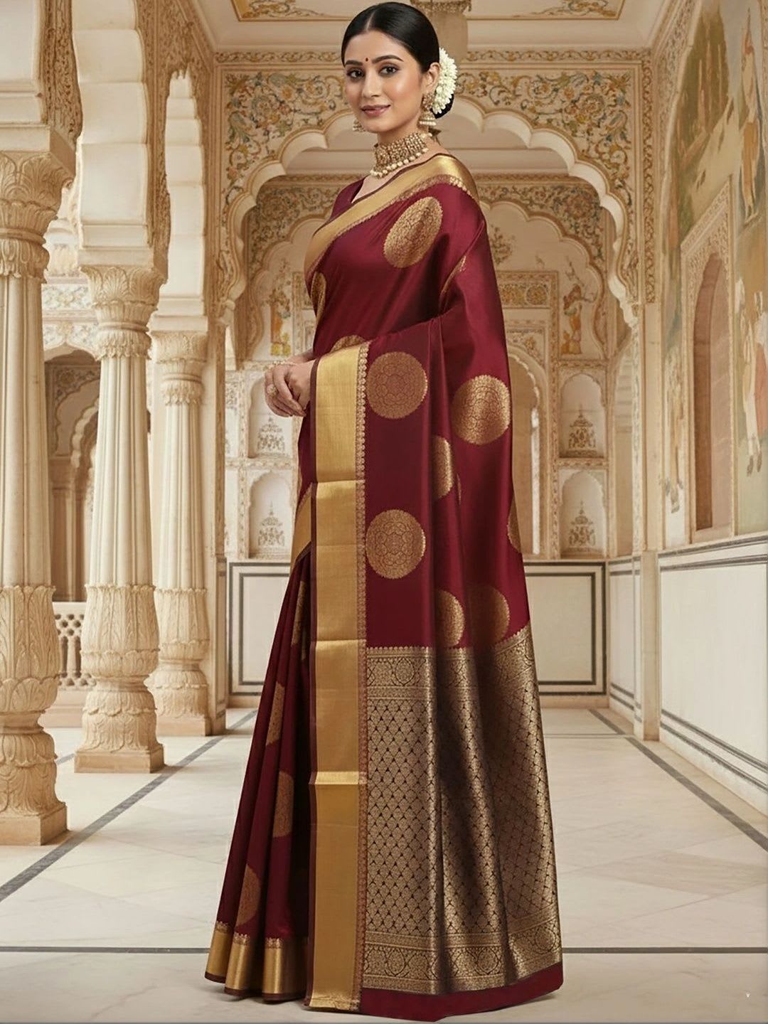 BerMondsey Zari Silk Blend Banarasi Saree - back view