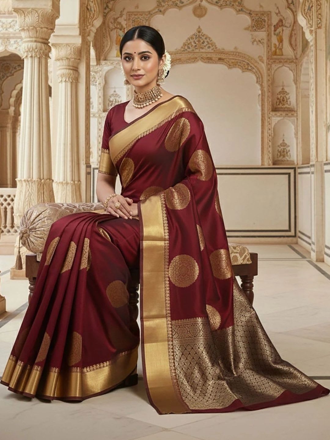 BerMondsey Zari Silk Blend Banarasi Saree - left view