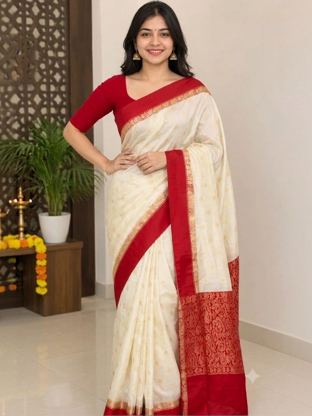M H Saree Destination Woven Design Zari Art Silk Kanjeevaram Sarees - default view