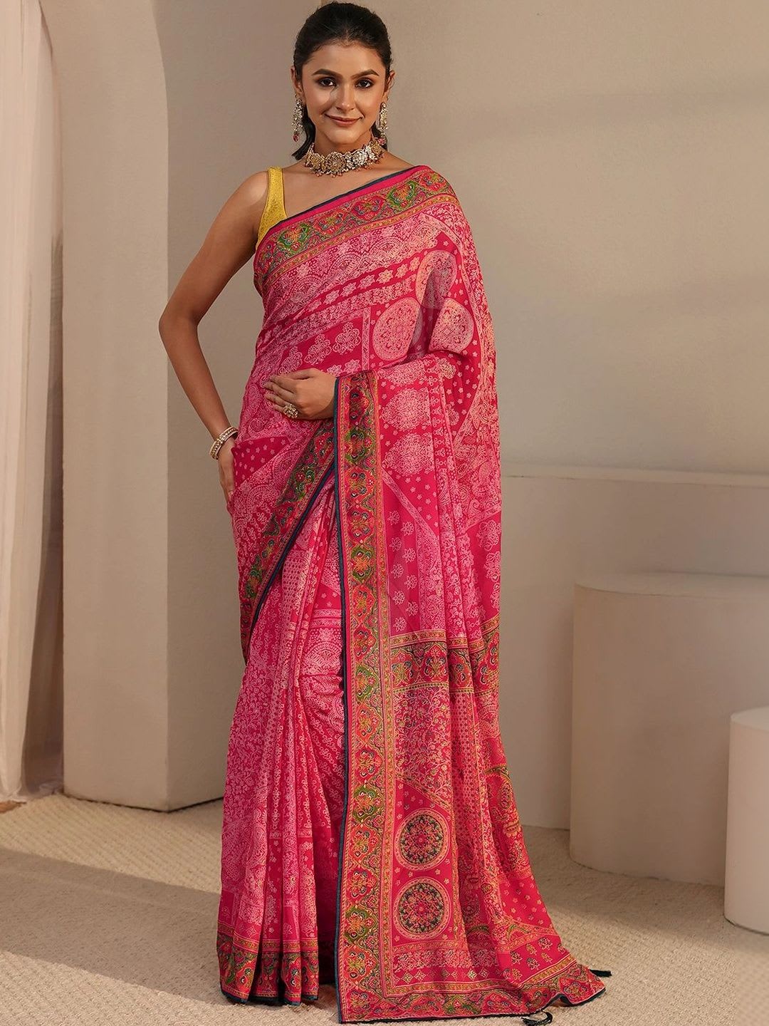 Libas Paisley Poly Georgette Saree - default view