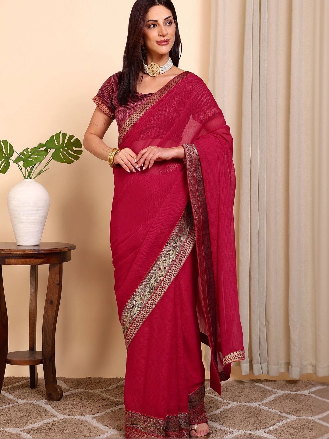 CAARAA Striped Zari Art Silk Saree - default view