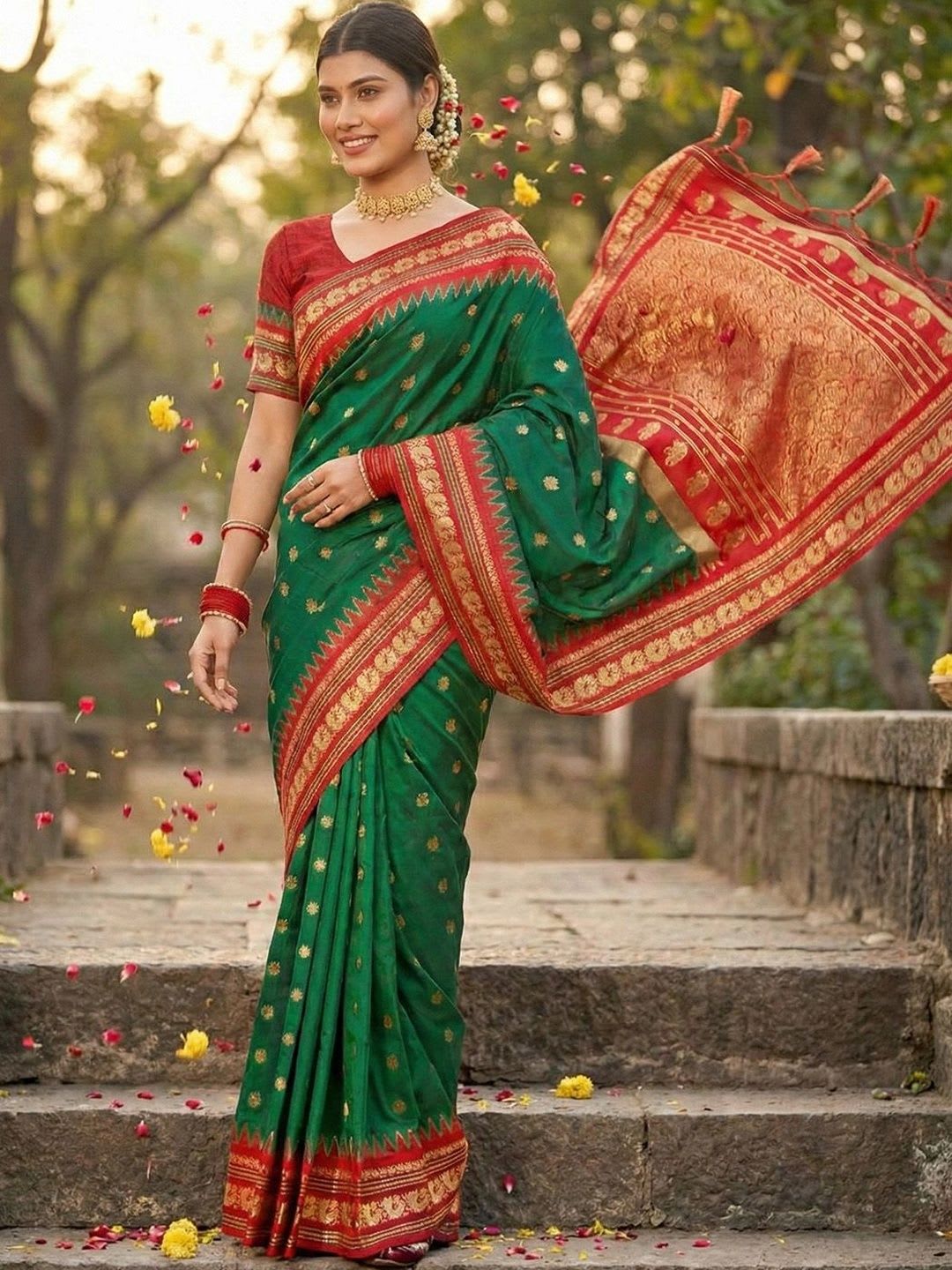 KALINI Zari Silk Blend Designer Paithani Saree - default view