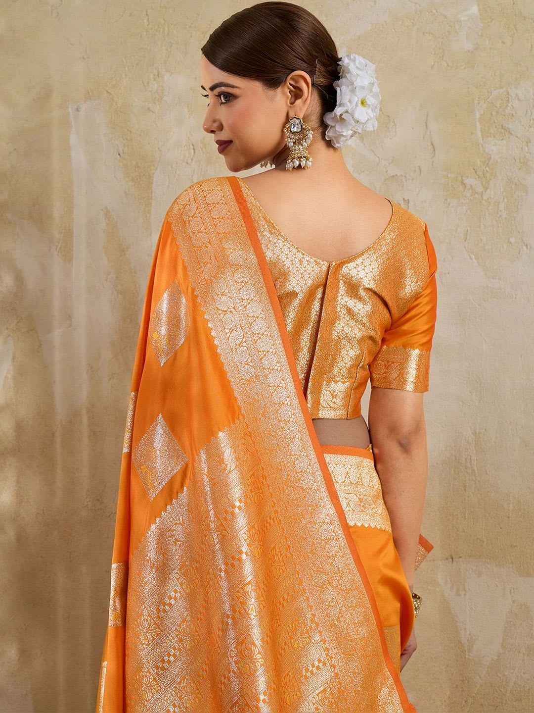 KALINI Woven Design Zari Silk Blend Designer Banarasi Saree - right view