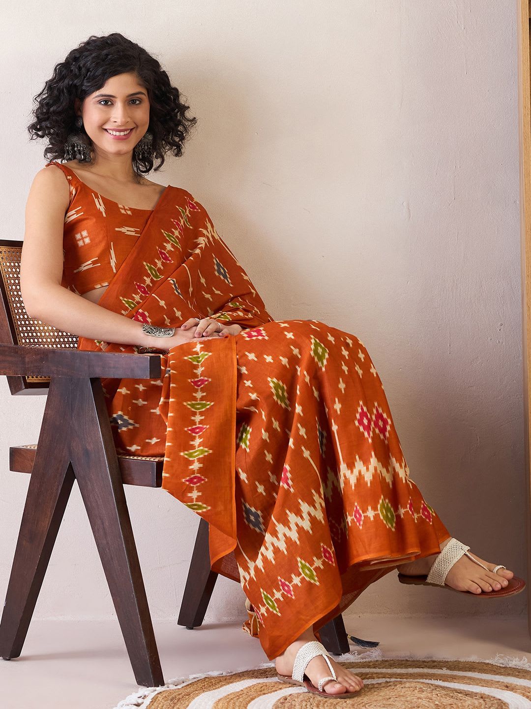 Anouk Rustic Zari Ready to Wear Ikat Saree - default view