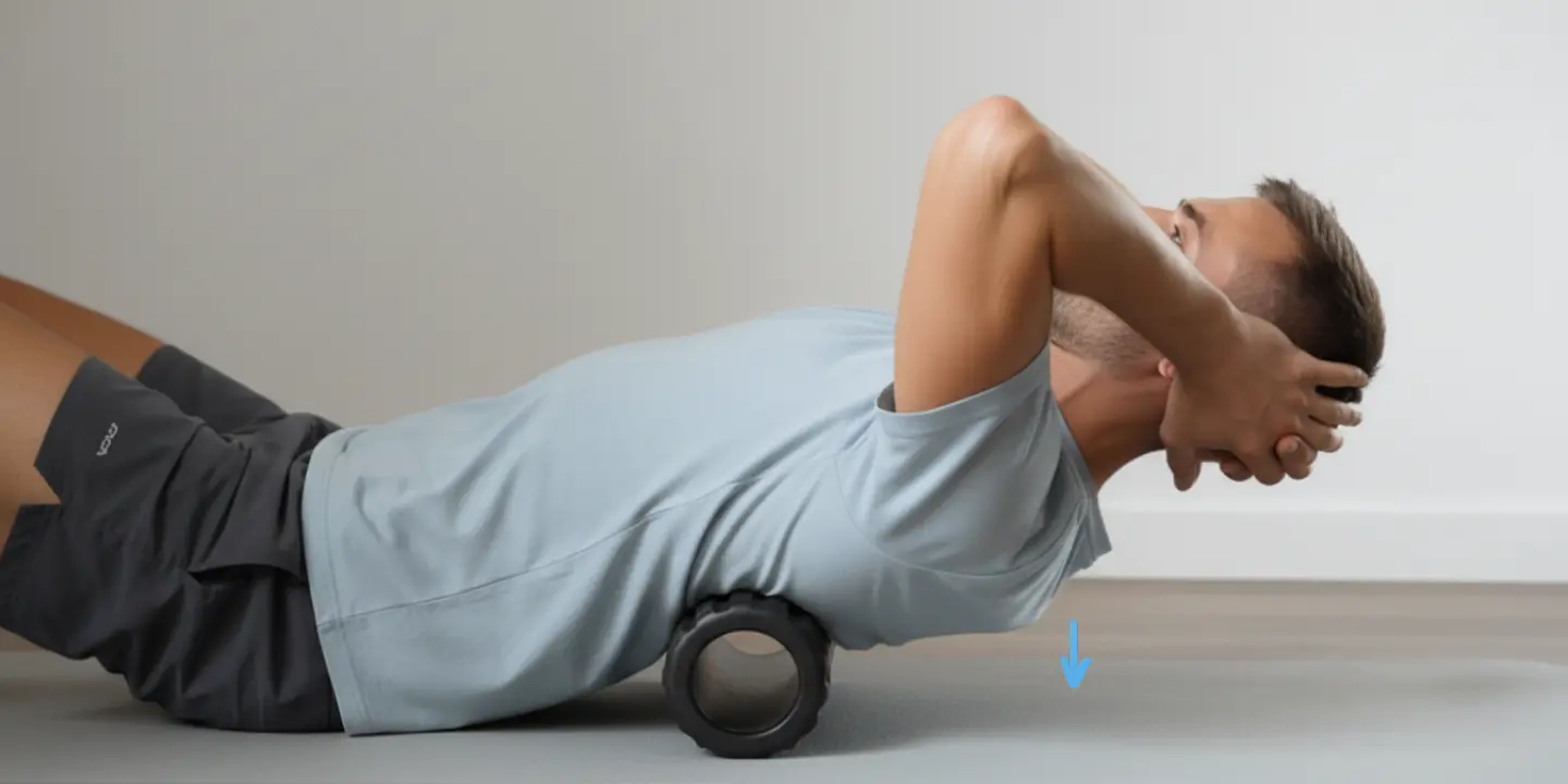Upper back extension exercise for dowager's hump using foam roller for thoracic spine mobility