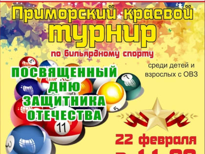 Бильярдный турнир для людей с инвалидностью проведут 22 февраля во Владивостоке