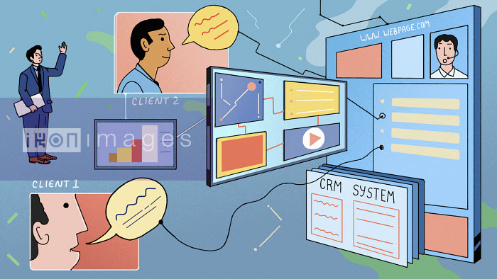 Stock illustration of Customer relationship management system | Ikon Images