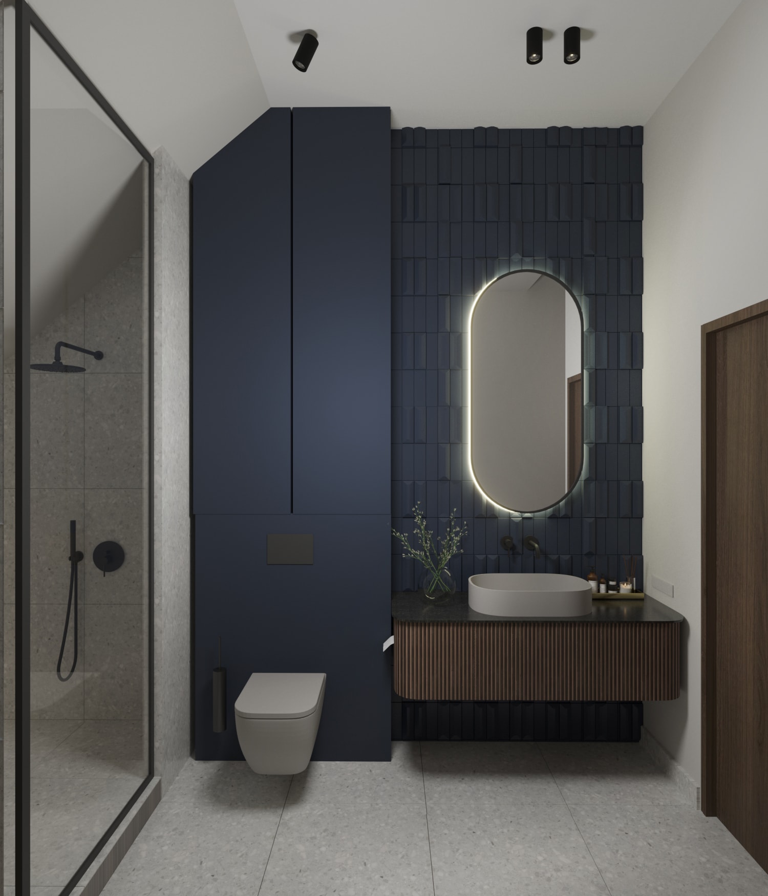 Mała łazienka lustro prysznic