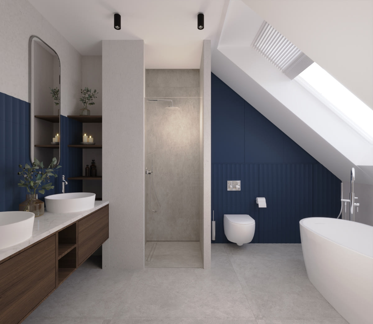 Łazienka wanna skos okno