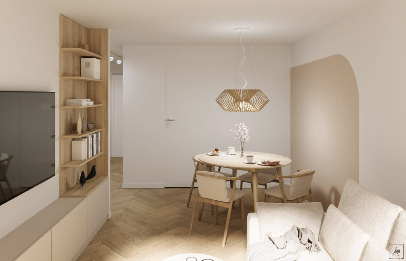 Salon stół i regał