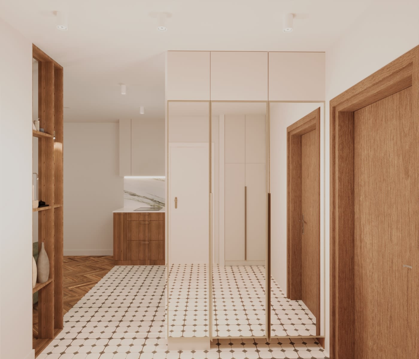 lustro drzwi kuchnia półki